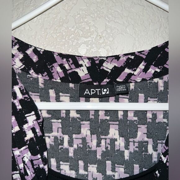❄️ APT 9 1/2 SLEEVE PURLE AND BLACK BLOUSE SIZE MEDIUM - Picture 2 of 6